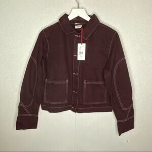 BDG Urban Outfitters Wine Denim Cropped Jacket Size Small